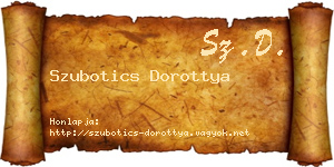 Szubotics Dorottya névjegykártya